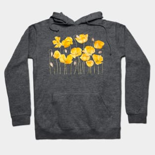 yellow poppy ink and watercolor Hoodie